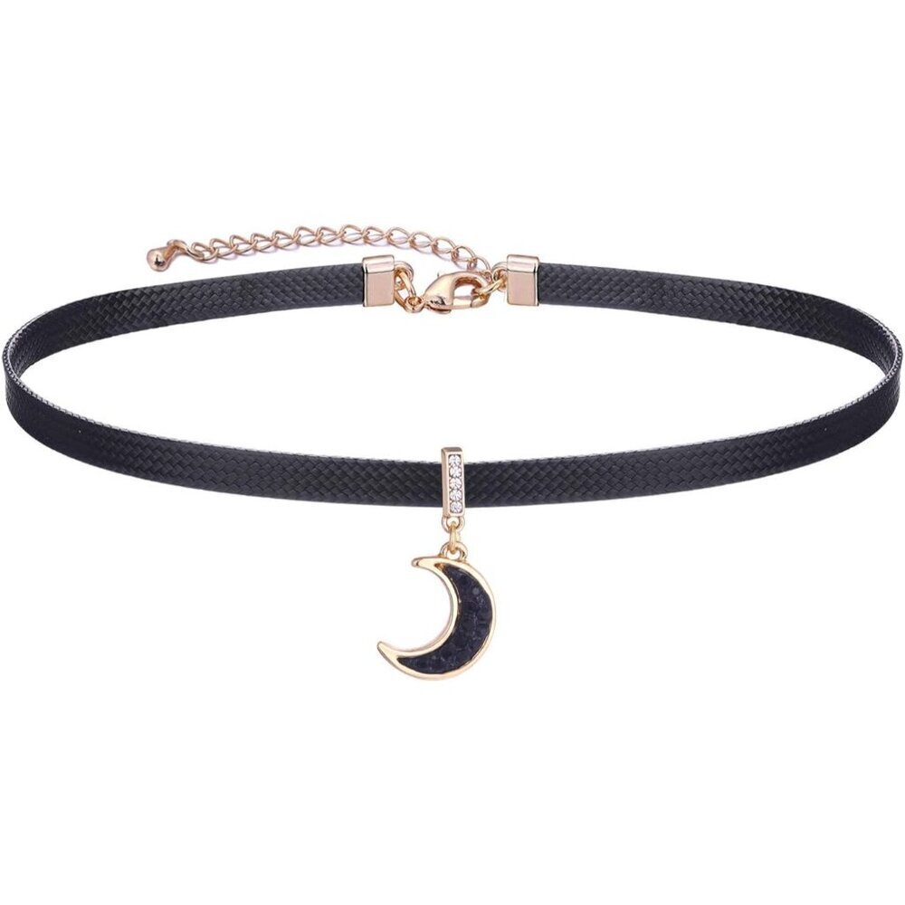 Elegant Black Choker Necklace Women Gold Silver Tone